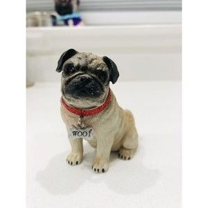 Pug Dog Wearing a Red Collar With Bone Tag Christmas Ornament